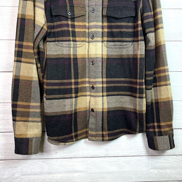 Express Mens Plaid Brown Knit Long Sleeve Button Down Size M - Picture 4 of 9